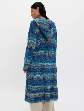 Free People Kelp Knit Maxi Cardi Dazzling Sea Blue